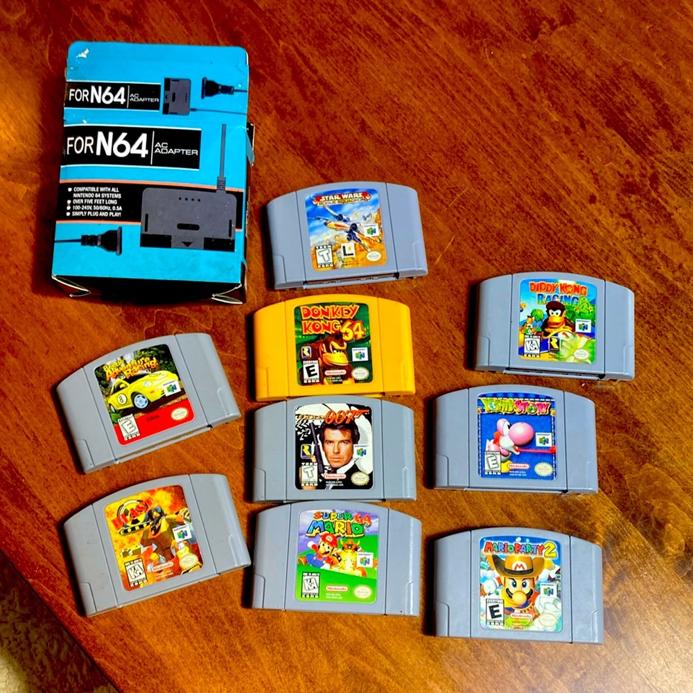 Lot of 9 Nintendo 64 games and AC adapter